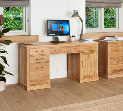 Baumhaus Mobel Oak Twin Pedestal Computer Desk from B&Q