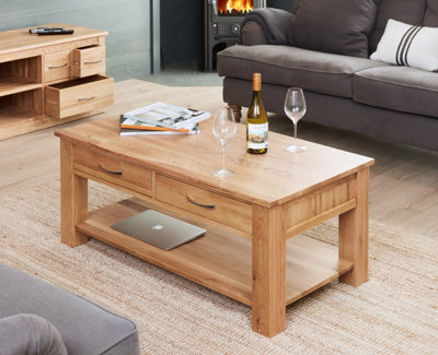 Baumhaus Mobel Oak Four Drawer Coffee Table from B&Q