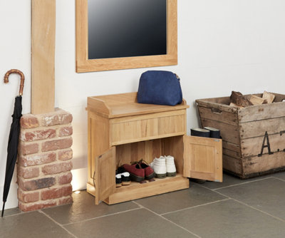 Baumhaus Mobel Oak Shoe Bench With Hidden Storage from B&Q