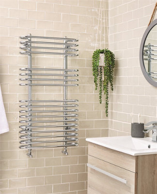 Kartell Oakland Designer Chrome Straight 500 X 1200mm Heated Towel Rail Warmer Radiator from B&Q