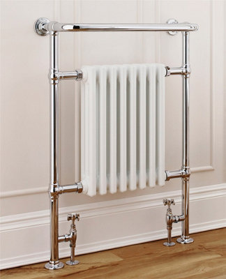 Kartell Crown Victorian Chrome White 500 X 945mm Heated Towel Rail Warmer Radiator from B&Q