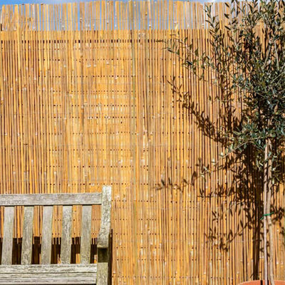 Primrose Bamboo Slat Natural Garden Fence Screening Roll Privacy W4M X H1.5M from B&Q