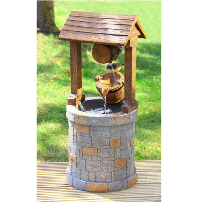 Primrose Solar Powered Wishing Well Garden Outdoor Water Feature Fountain 74Cm from B&Q