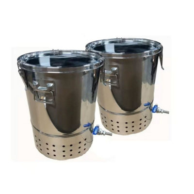 B&Q -  2 X 30L Stainless Steel Bokashi Composters60L Deluxe Indoor Composting Kit
