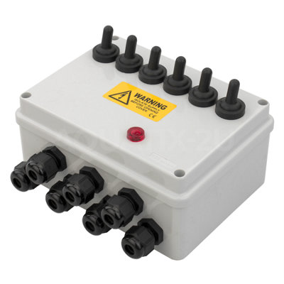 B&Q -  6 Way Garden Switch BoxWith Neon Indicator Light