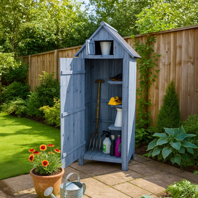 Jack Stonehouse Jsh Tall Slim Wooden Outdoor Garden Storage ShedCompact Utility Sentry UnitSlope RoofLockable DoorShelvesRoof Hatch 6Ft from B&Q