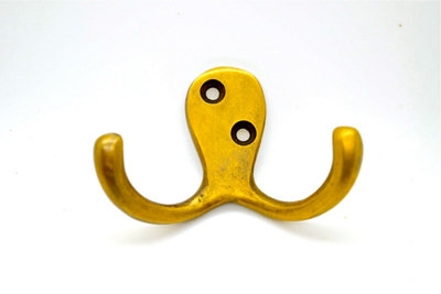 The Foundryman Classic Double Brass Wall Hook from B&Q