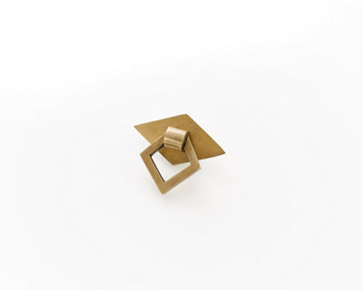 The Foundryman Square Drop Ring Brass Drawer Pull With Diamond Backplate from B&Q
