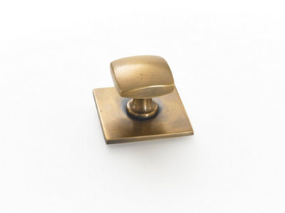 The Foundryman 1.5 Inch Square Brass Kitchen Knob With Large Square Backplate from B&Q