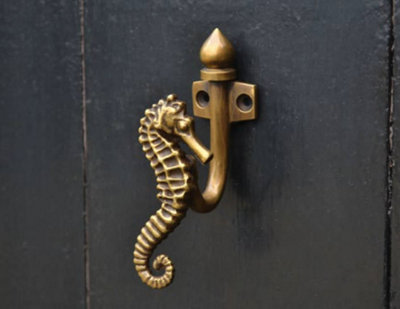 The Foundryman Seahorse Solid Brass Door Hook from B&Q
