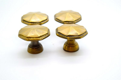 The Foundryman 1.2 Inch Hexagonal Umbrella Design Brass Drawer Pull from B&Q
