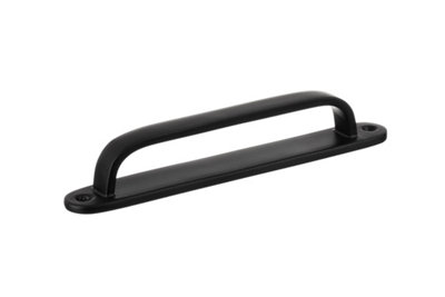 The Foundryman 6.5 Inch Classic D-Shaped Solid Brass Cabinet Handle With Backplate And Black Powder Coat from B&Q