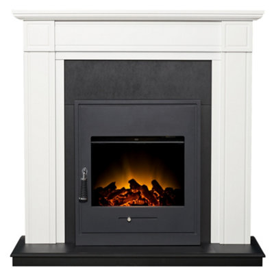 Adam Georgian Fireplace In Pure & With Oslo Electric Inset Stove In 39 Inch White/Black