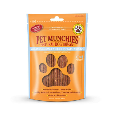 Pet Munchies Wild Salmon Sweet Potato Dental Dog Treats 90g - Image 12