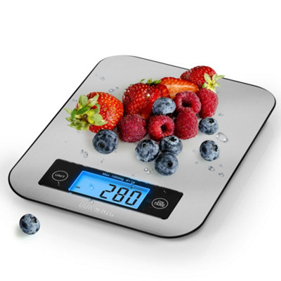 Duronic Ks1007 Digital Kitchen Scale10KgGlass Platform With Lcd Backlit DisplayTare Function1G PrecisionSilver from B&Q