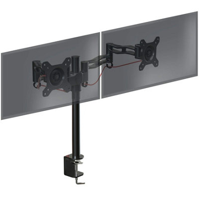 Duronic Black Dm352 /Bk 2-Screen Monitor Arm With Desk Clamp And Vesa Brackets, Adjustable Height Tilt Swivel - 13-27 10Kg