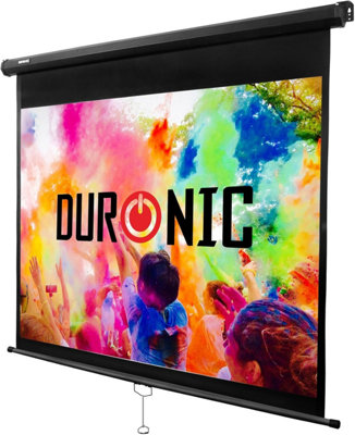 Duronic Projector Screen Mps80 /43 Bk 80 Inch Pull Down Movie Screen 4:3 Ratio Home Theatre Cinema Screen For Home Office Class from B&Q