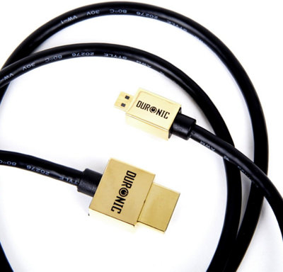 Duronic Hdmi Cable Hdad /2 2 Metre 2160P 4K Ultra-Speed Premium Micro Hdmi 24K Gold Plated Male Connectors For Ps5 Xbox PcBlack from B&Q