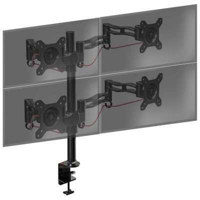 Duronic Dm354 4-Screen Monitor Arm With Desk Clamp And Vesa BracketsAdjustable Height Tilt Swivel10Kg13-27Black from B&Q
