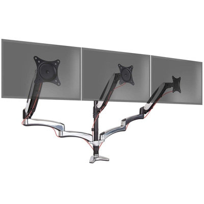Duronic Dm653 3-Screen Monitor Gas-Powered Arm With Full Range MovementDesk Clamp And Vesa Brackets8Kg15-27Black from B&Q