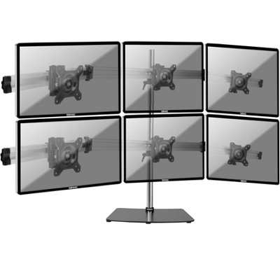 Duronic Dm756 6-Screen Freestanding Monitor Arm With Vesa BracketsAdjustable Height Tilt Swivel Rotation8Kg15-24Silver from B&Q
