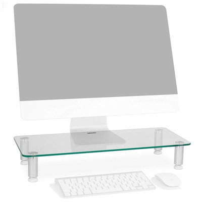 Duronic Dm052-1 Monitor Stand Riser 56X24CmLaptop And Screen Stand For Desktop20Kg CapacityTempered GlassClear from B&Q