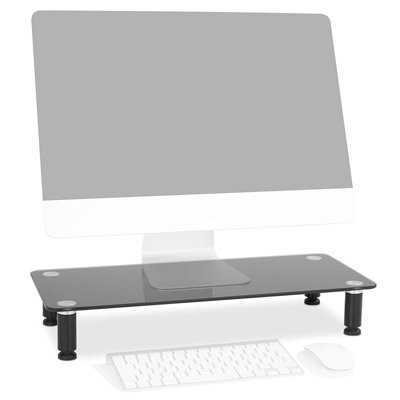 Duronic Dm052-2 Monitor Stand Riser 56X24CmLaptop And Screen Stand For Desktop20Kg CapacityTempered GlassBlack from B&Q