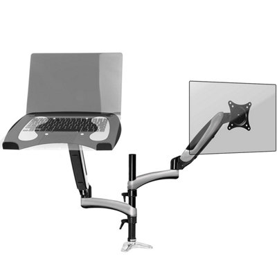 Duronic Dm65L1X1 2-Screen Monitor And Laptop Arm With Full Range MovementDesk Clamp And Vesa Brackets8Kg15-27Black from B&Q