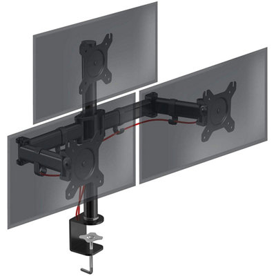 Duronic Dm253 3-Screen Monitor Arm With Desk Clamp And Vesa BracketsAdjustable Height Tilt Swivel Rotation13-27Black from B&Q