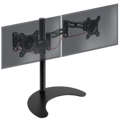 Duronic Dm35D2 2-Screen Monitor Freestanding Arm With Vesa BracketsAdjustable Height Tilt Swivel10Kg13-27Black from B&Q
