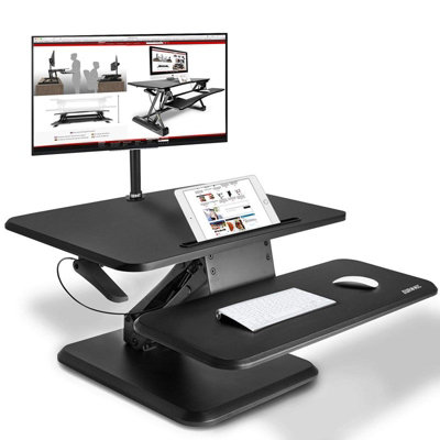 Duronic Dm05D12 Sit-Stand Desk WorkstationDesk ConvertorManually Height Adjustable 12-41Cm64X45.5Cm PlatformBlack from B&Q
