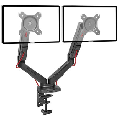 Duronic Dmdc52 2-Screen Monitor Gas-Powered Arm With Full Range MovementDesk Clamp And Vesa Brackets6.5Kg13-24Black from B&Q