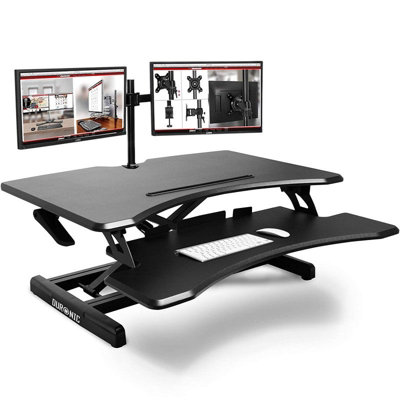 Duronic Dm05D16 Sit-Stand Desk WorkstationDesk ConvertorManually Height Adjustable 12-43Cm77X50Cm PlatformBlack from B&Q