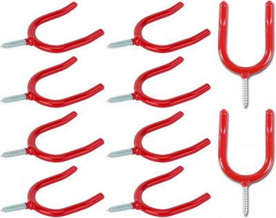 Sisi UK Tool Storage Shed Garage Hook Plastic Coated For Workshop Garden Shed Garage Shovel Holder Red Colour (Pack Of 10) from B&Q