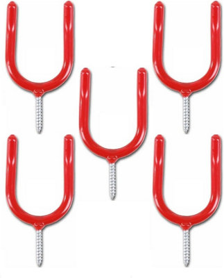 Sisi UK Tool Storage Shed Garage Hook Plastic Coated For Workshop Garden Shed Garage Shovel Holder Red Colour (Pack Of 5) from B&Q