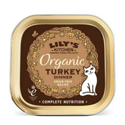 Lily's Kitchen Wet Cat Tray Organic Turkey Dinner 85G (Pack Of 19) Grain