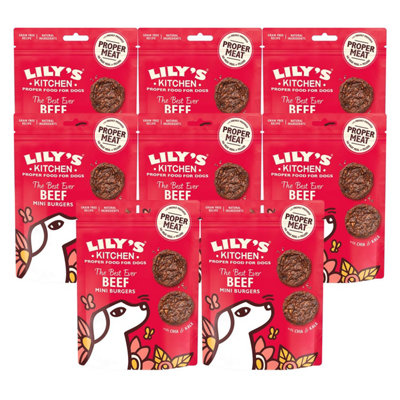 Lily's Kitchen The Best Ever Mini Beef Burgers Free Dog Treats, 8 X 70G Grain