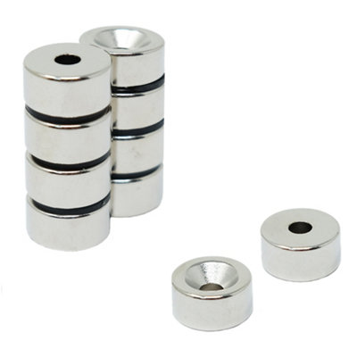 N42 Neodymium Countersunk Magnet 15mm Dia X 7.5mm Thick X 4.2mm Countersunk5.7Kg PullNorthPack Of 2 from B&Q