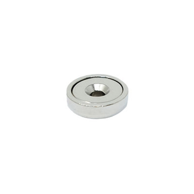 N42 Neodymium Countersunk Pot Magnet 16mm Dia X 5mm Thick X 3mm Countersunk9.6Kg Pull from B&Q