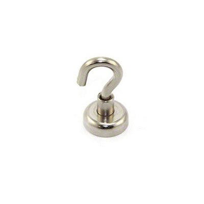 B&Q Neodymium Clamping Magnet With M4 Hook For Hanging, Holding Or Displaying Items - 16Mm Diameter X 32Mm High - 9.7Kg Pull
