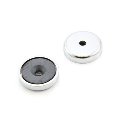 Ferrite Y30Bh Pot Magnet For ArtsCrafts And Model Making32mm Dia X 7mm Thick X 5mm C/sink6.9Kg Pull from B&Q