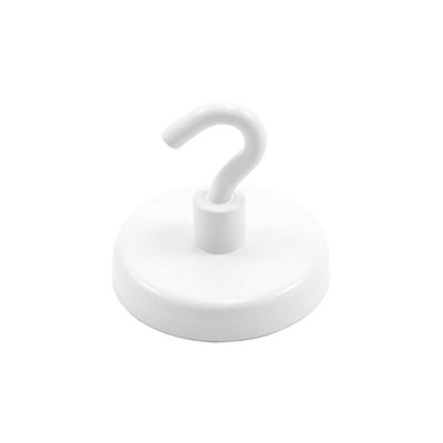 Ferrite White Painted Clamping Magnet With M6 Hook For HangingHolding Or Displaying Items50mm Dia21.3Kg Pull from B&Q