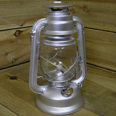 B&Q -  12" Paraffin Hurricane Camping Lantern LightSilver