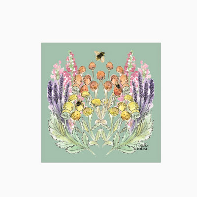 Claire Louise Sage Bloom Glass Kitchen Splashback from B&Q