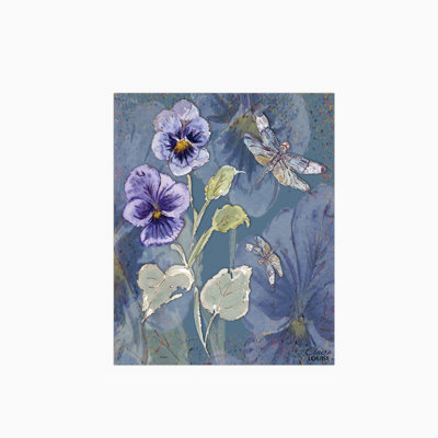Claire Louise Powder Bloom Pansies Glass Kitchen Splashback from B&Q