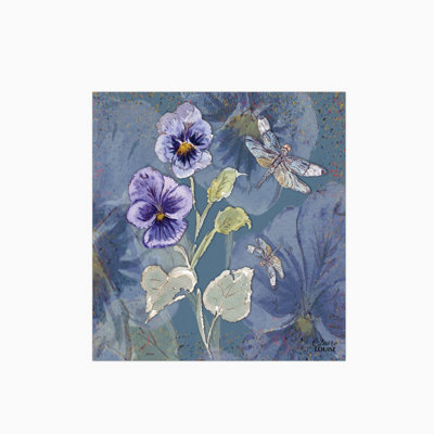 Claire Louise Powder Bloom Pansies Glass Kitchen Splashback from B&Q