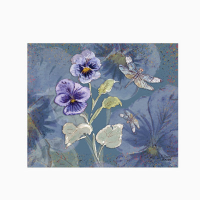 Claire Louise Powder Bloom Pansies Glass Kitchen Splashback from B&Q