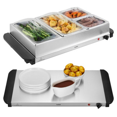 Vonshef 2-In- 1 Buffet Food Server With 4 Sections Silver - Image 7