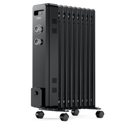 B&Q -  Oil Filled Radiator 9 FinOil Heater Portable Electric Free Standing 2000W For HomeOfficeAny Room