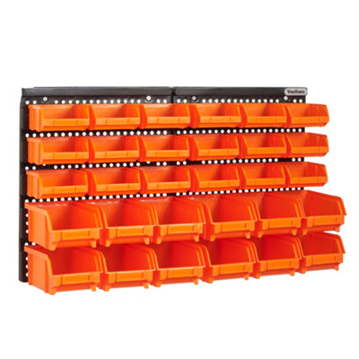 B&Q -  Workshop Storage30Pcs Wall Mount Storage Organiser Bin For Tool ShedGarage And WorkshopWall Organiser Storage Bins